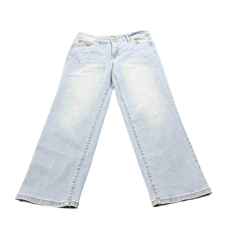 Curve Appeal Straight Crop Jeans Light Wash High Rise Stretch Casual 10/30